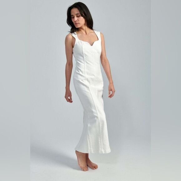 Mara Hoffman Indya Denim Midi Denim Dress White Size 6 MSRP $525 - Picture 4 of 9